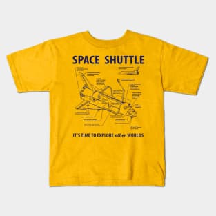 Space Shuttle Retro Graphic Schematic Layout Kids T-Shirt